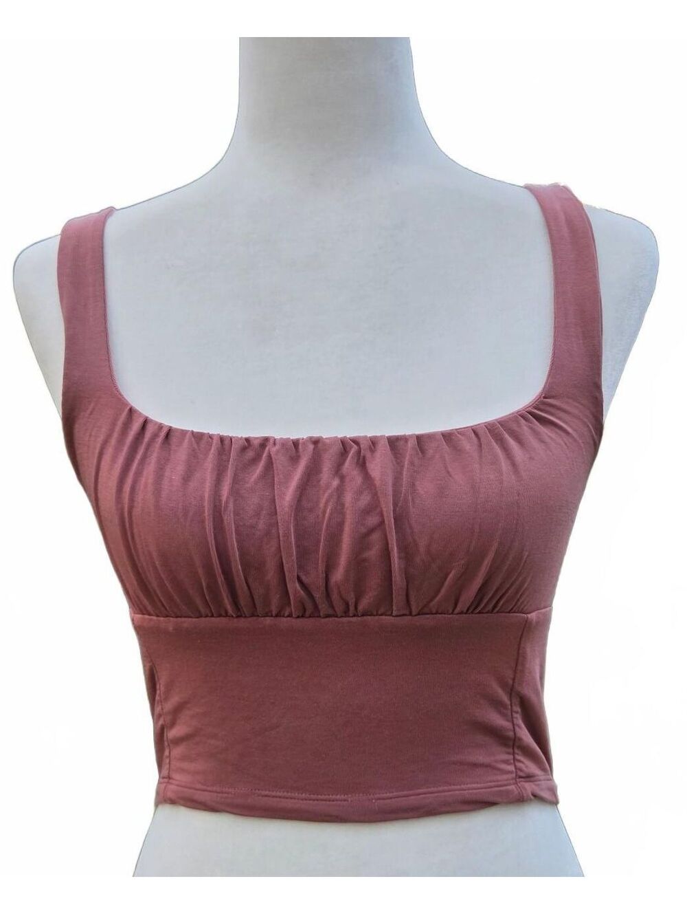 Wilfred Free Aritzia Mauve Pink Ruched Square Neck Hippie Hippie Crop Top S